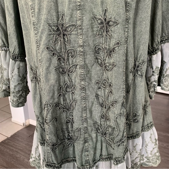 INCA COTTON EMBROIDERED TUNIC, lace trim - Picture 3 of 15